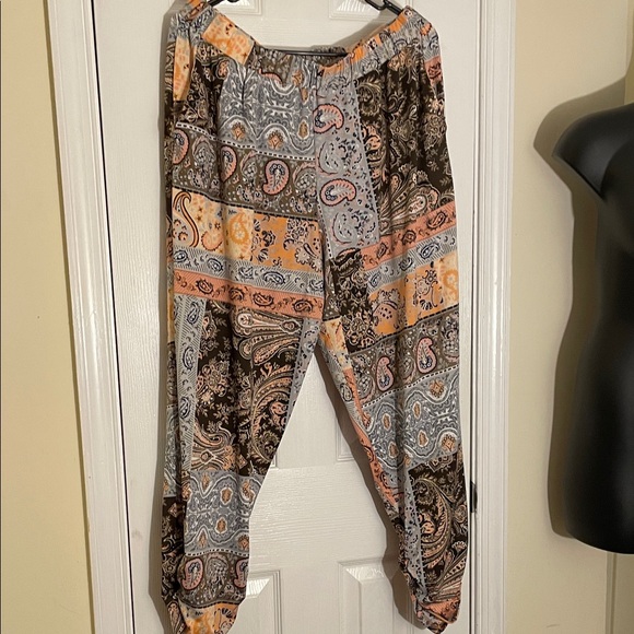 Antthony Original Pants - Paisley Silk Stretchy Patchwork Women's Pants 1X